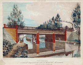 Facsímil de la litografía iluminada titulada `Puente (sistema Town) construido sobre el canal del...