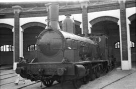 Exposición de material rodante en el antiguo depósito de la estación de Vilanova i La Geltrú, con...