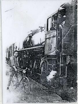 Locomotora de vapor en la estación de Alguazas (Murcia)