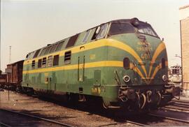 Locomotora diésel hidromecánica 340 - 011 - 6 de la serie 340 - 001 a 032 de RENFE, ex. 4011 de l...