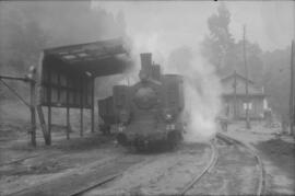 Locomotora de vapor nº28 en la estación de La Florida de la línea de los Ferrocarriles de Langreo...