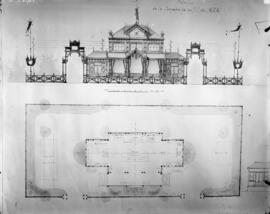 Plano del pabellón de MZA en Exposición de Industrias Madrileñas de 1907, celebrada en el parque ...