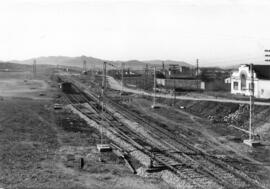 Playa de vías estación de Granollers de la línea de Barcelona a la Frontera, también llamada Barc...