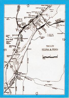 Mapa de la distribución ferroviaria en Peoria & Pekin, Illinois.