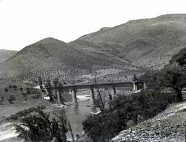 Puente metálico de 5 tramos y 183 m de longitud, con vigas en celosía enrejillada, situado en el ...