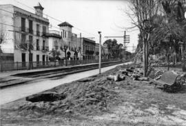 Líneas de comunicaciones en la estación de Caldetas de la línea de Barcelona - Término a Massanet...