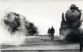 Locomotora 141 Mikado en el depósito de Salamanca