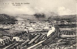 Vista panorámica general de San Vicente de Castellet y de su ferrocarril
