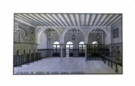 Reproducción de una ilustración del interior del edificio de viajeros de la estación de El Puerto...