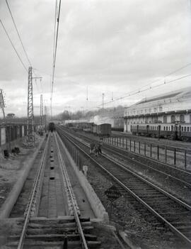 Estación de Madrid - Príncipe Pío. Obras de construcción del foso de reconocimiento