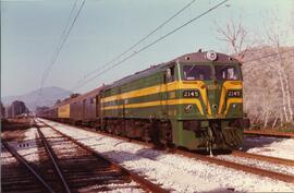 Locomotora diésel - eléctrica Alco de la serie 321 de RENFE, concretamente la 321 - 045 - 7, ex 2...