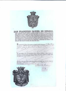 Reproducción fotográfica de un pasaporte para el interior del país, emitido en 1834 por la reina ...
