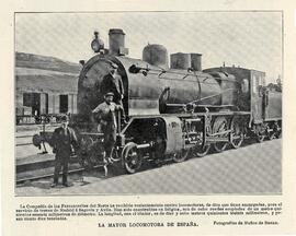 Grabado en blanco y negro titulado ´La mayor locomotora de España: Nº 401 de la Cía. del Norte de...