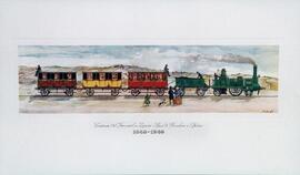 Litografía iluminada titulada `Tren del Centenario.´