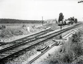 Estación y subestación de Arjonilla en construcción. Línea de Manzanares a Cordoba