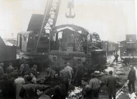 Descarrilamiento de locomotora 141 en la estación de Arcos de Jalón