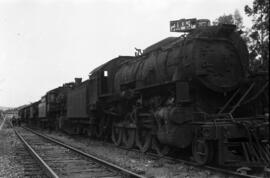 Locomotora de vapor de rodaje 140 del Ferrocarril de Langreo en la estación de Pinzales (Gijón) d...