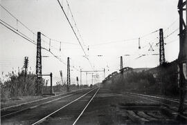 Catenaria en la salida de la estación de Granollers - Canovelles de la línea de Barcelona a San J...