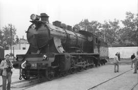 Exposición de material ferroviario en el depósito de la estación de Villanueva y Geltrú, con moti...