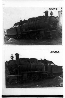 Reproducción de fotografías antiguas de las locomotoras y coches del FC de Puertollano a Peñarroya