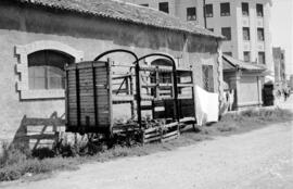 Vagón en mal estado del Ferrocarril de Alcoy a Gandía en la estación de Gandía de la línea