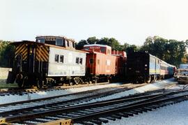 Diferentes furgones de cola, en las instalaciones del Monticello Railway Museum.