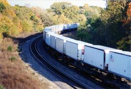 Edelstein (Illinois). Vista de una composición de mercancías formando el tren nº 4. En cabeza la ...