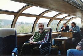 Fotografía tomada a Justo Arenillas en el interior del coche panorámico, del tren especial del &q...