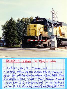 Vista parcial de la locomotora CNW-7015 (SD50), a su paso por La Rochelle (Nueva York).