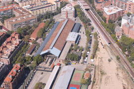 Fotografía aérea del conjunto de instalaciones ferroviarios de Delicias, situadas en torno al nº ...