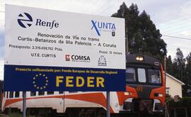 Obras de renovación de vía en el tramo Betanzos - Curtis de la línea de Monforte a La Coruña