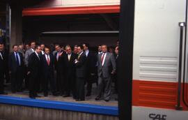 Presentación en la estación de Santiago de los automotores serie 594 de RENFE para el servicio Tr...