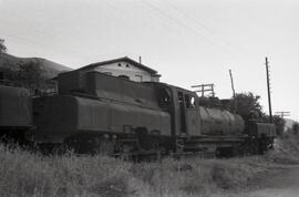 Locomotoras de vapor del Ferrocarril de la Robla en la estación de Valmaseda, algunas de ellas es...