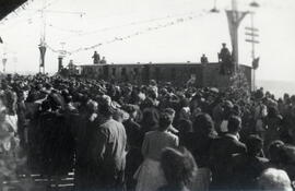 Tren del Centenario en la estación de Masnou en su viaje conmemorativo de los 100 años del ferroc...