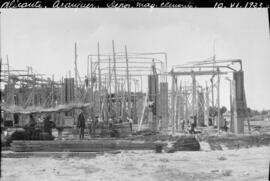Depósito de Aranjuez en construcción en la línea Madrid-Alicante