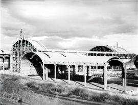 Depósito de vapor y tracción eléctrica de la estación de Miranda de Ebro de la línea de Madrid a ...