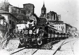Ilustración de la inauguración del Ferrocarril de Bilbao a Portugalete de la Compañía del Ferroca...