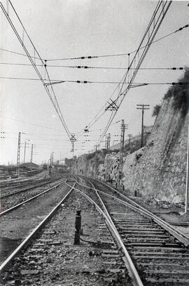 Vías de entrada de la estación de Tarragona, en la línea de Valencia-Término a Tarragona