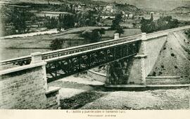 Castillo y puente ferroviario sobre el Barranco Isuez en el línea de Huesca a Francia por Canfranc