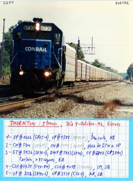 Composición de mercancías, que forma el tren nº 9 CONRAIL, a su paso por Porter (Nueva York). Rem...
