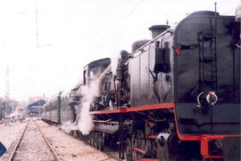 Locomotora de vapor en la estación de Valencia - Norte o Valencia - Término