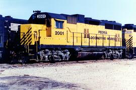 Vista de la locomotora diesel PLW-2001 (GP35C), de la Compañía Peoria and Pekin Union RY., aparta...