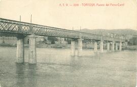 Puente de ferrocarril de Tortosa sobre el río Ebro, denominado Ebro I y situado en el km 191,983 ...