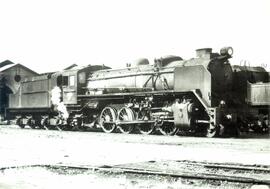 Locomotora de vapor 141F-2412 de RENFE (serie 141F-2301 a 2417), fabricada en 1953 por la Compañí...