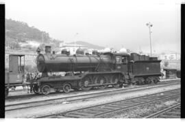 Locomotora de vapor 286 de CP, con rodaje 230, en la estación de Viana do Castelo de la línea de ...