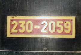 Placa de matriculación de la locomotora de vapor 230 - 2059 de RENFE, ex Oeste y Ex MZOV (serie R...