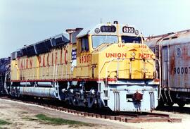 Vista lateral de la locomotora Diésel de la Compañía Union Pacific nº 6930, en las instalaciones ...