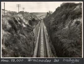 Vista de la vía una vez terminados los trabajos de nivelación de la vía, en el km 73,000 de la lí...