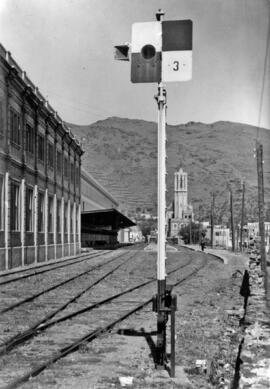 Señal cuadrada en la estación de Portbou