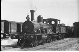 Locomotora de vapor nº 7 de la Compañía de los Ferrocarriles Andaluces en la estación de Algecira...